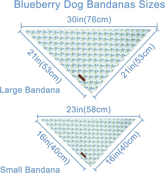 Blueberry Dog Bandana, Spring Summer Blueberry with Bowtie Puppy Bandana for Girl Female Dogs, Soft Cotton Pet Triangle Bid Scarf Kerchief for Girl Boy Dogs or Cats