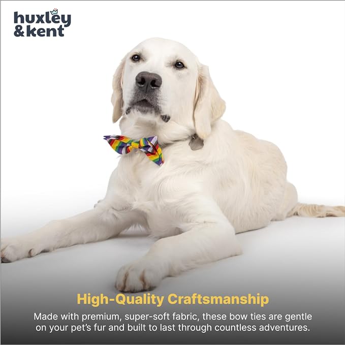Huxley & Kent Pet Bow Tie for Dogs & Cats, All Together, Large/XLarge | Hook & Loop Attaches to Any Collar, Soft Polyester, Lightweight & Machine Washable, Perfect for Holidays & Photos
