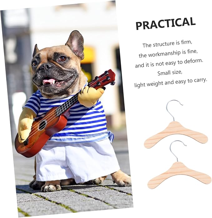 MERRYHAPY 10pcs Wooden Pet Apparel Hangers Dog Clothing Rack Lightweight and Portable Pet Costume Organizer for Dogs and Cats Easy to Install Natural Wood Finish