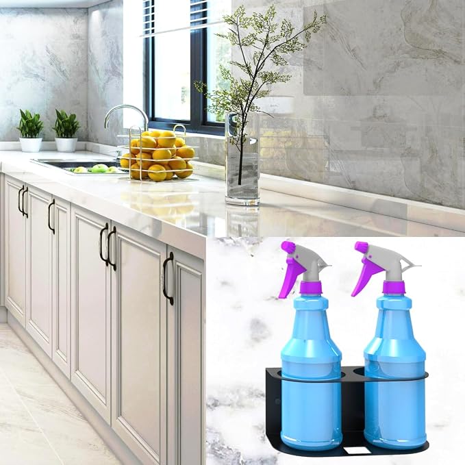 2 Spray Bottles Holder, Steel Wall Mount Storage Organizer | for All-Purpose at Garage and Home (SBH-2B1Pc)