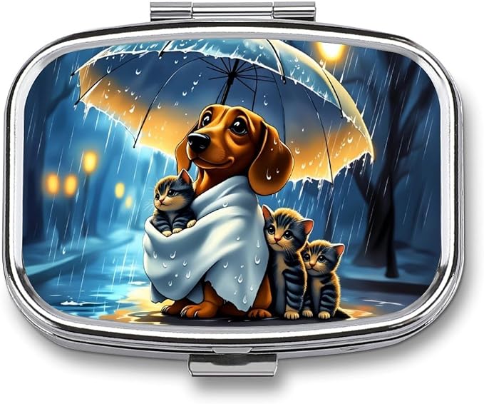 Pets Durable Metal Pill Case for Daily Use, 2 Slot Medicine Box Organizer,Leak Proof Travel Pill Container for Vitamins, Compact Pocket Medicine Holder for Seniors,Holiday Gift