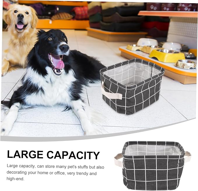 DOITOOL 2pcs Cotton Linen Storage Baskets Handles Versatile Organizer for Pet Items Cosmetics and Sundries and Portable Home Storage