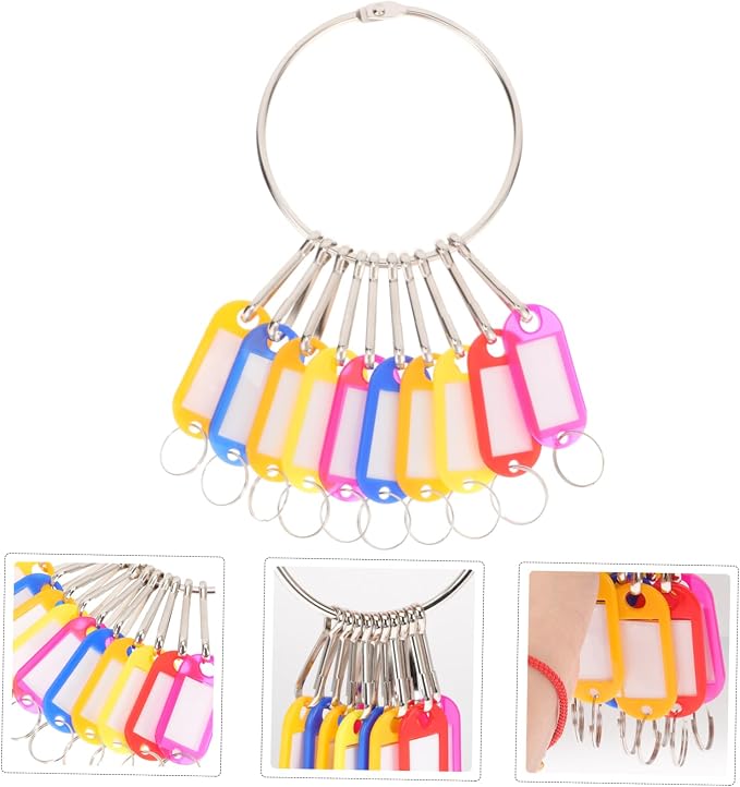 DOITOOL 3sets Multi-Functional Luggage Bag Label Tags Reusable Key Identification Tags for Pets Boys and Girls Items and Travel Rings for Organizing Keys and Bags