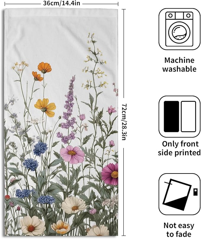 Giwawa Flower Herbs Hand Towels Set of 2 Botanical Plant Decorative Bath Towels Soft Absorbent Kitchen Dish Towel Yoga Gym Spa Bathroom Washcloth