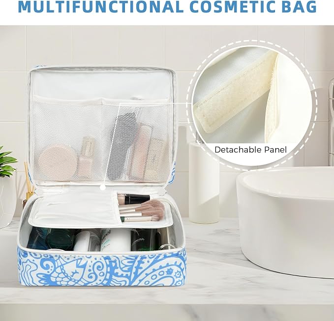 BAGAIL 8 Set Packing Cubes Luggage Packing Organizers for Travel Accessories-Blue paisley