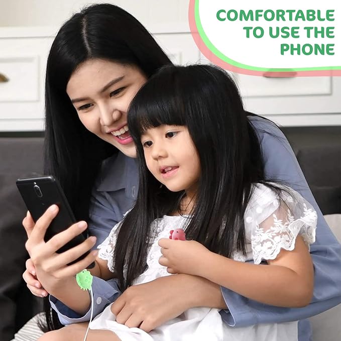 Phone Charger Protector Cute Set of 3, Dinosaur Shape (Green & Pink)
