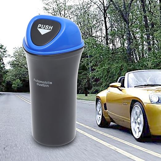 Portable Mini Car Trash Can with Leakproof Cover and Clip Space-Saving Vehicle Garbage Bin Organizer for Cars Suvs Trucks Multi-Functional Storage for Snacks Supplies Pet Food Blue