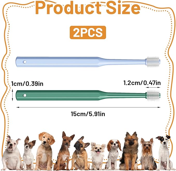 2 PCS Small Dog Toothbrush 360 Degree Cat Tooth Brush Soft Puppy Toothbrush for Cats Dogs Kitten Puppy Pets Teeth Cleaning Dental Care