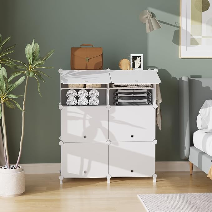 AWTATOS 6 Tiers Shoe Rack Organizer, 24 Pair Shoe Storage Cabinet, White | DIY Stackbale Plastic Shoe Organizer Shelves for Closet Entryway Hallway Bedroom