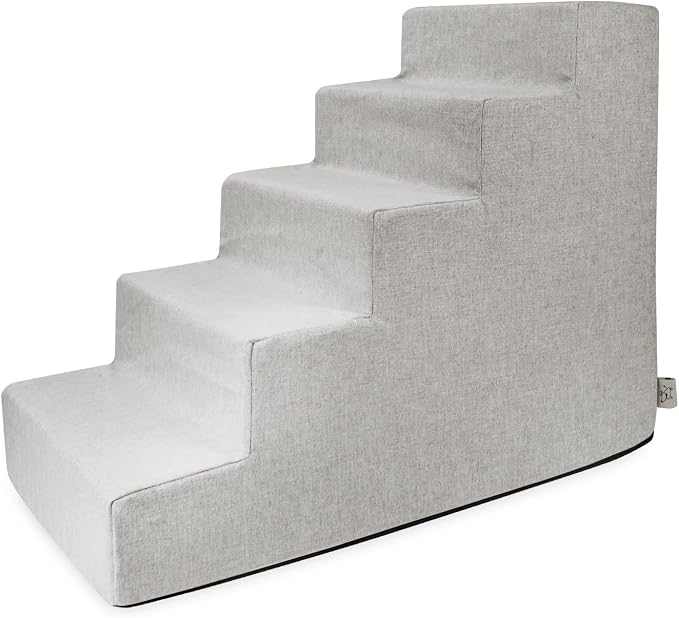 Best Pet Supplies Dog Stairs & Steps - Foam Steps for Small Dogs & Cats, Non-Slip Indoor Balanced Pet Step Support, Dog Ramp, No Assembly, Sand, 5-Step