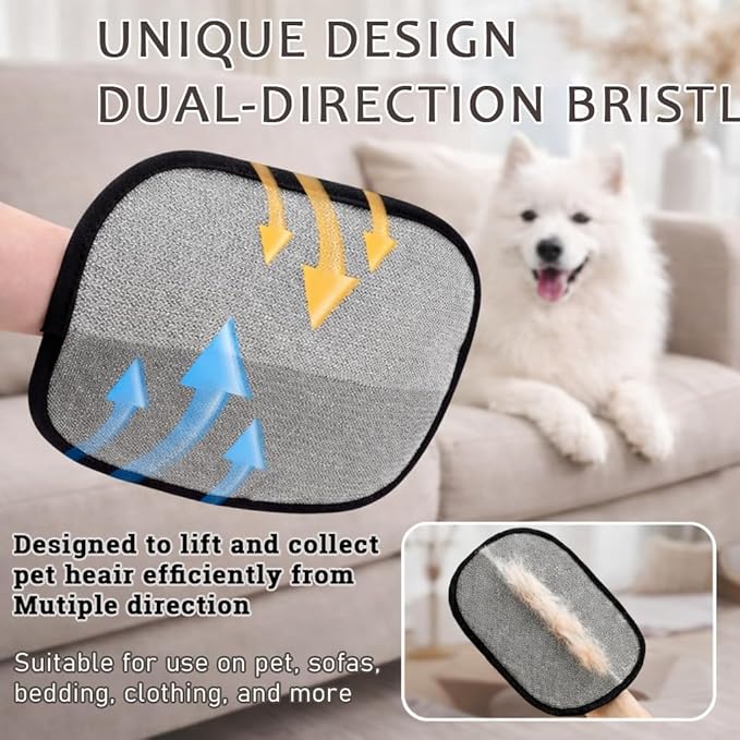 Magic Brush Pet Hair Removal & Mini Pet Hair Remover Tool – Newly Upgraded Reusable Electrostatic Pet Hair Remover Glove for Clothing, Couch, Bed, Carpet & Car Seat (Black)