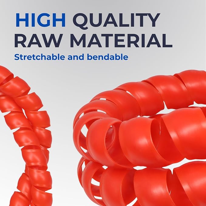 3/8" Spiral Cable Wrap, Plastic Wire Wrap Cord Protectors from Pets No Chew, Spiral Cable Management Sleeve Organizer for Computer Electrical Hydraulic Hose Protector (Red, 25ft)
