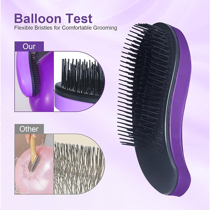 Small Dog Brush- Grooming Tool for Teddy, Yorkies, Maltese, Shih Tzu, Chihuahua - Puppy Hair Brush (Dark Purple)