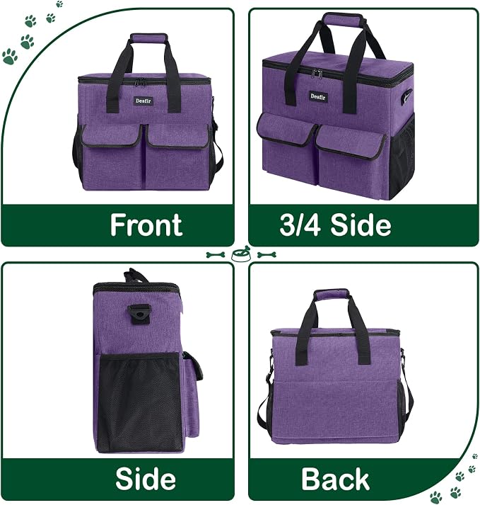 Dog Travel Bag - Dog Travel Kit for a Weekend Away Set Includes Pet Travel Bag Organizer for Accessories, 2 Collapsible Bowls, 2 Travel Food Container
