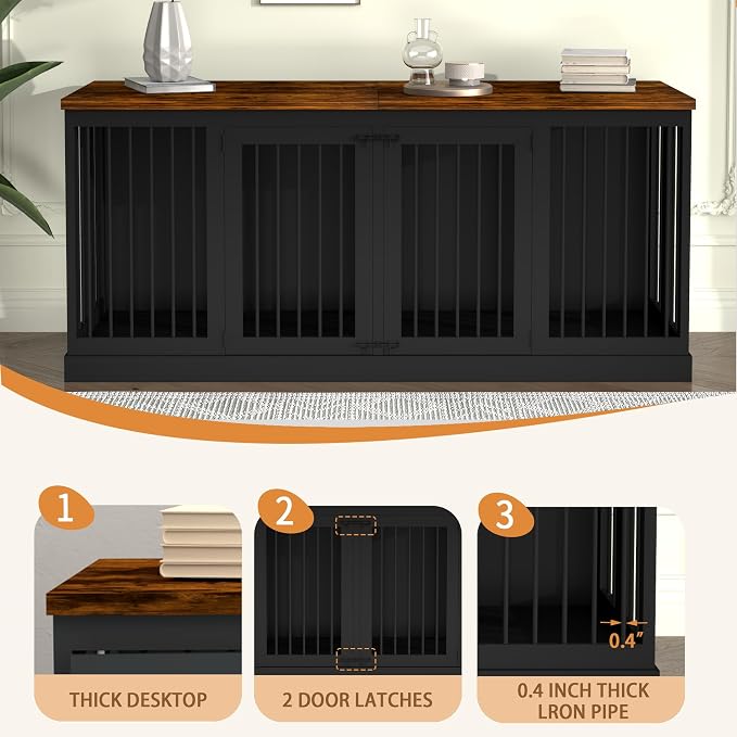 71 inch Extra Large Dog Crate Furniture Indoor Wooden Dog Kennel Furniture