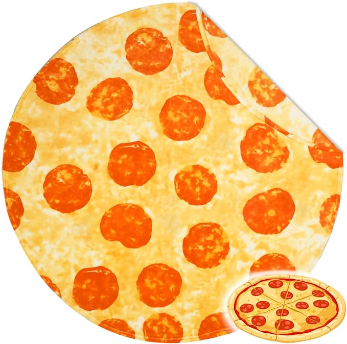Bnuitland Pizza Funny Blanket, 300 GSM Double Sided Giant Novelty Realistic Food Blanket for Adults and Kids, Super Soft Flannel Throw