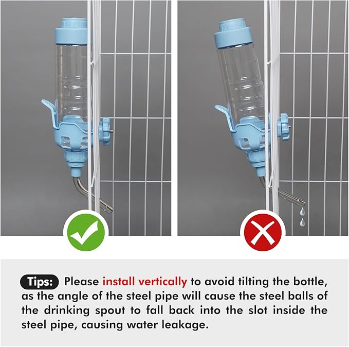 Vannon Dog Water Dispenser for Cage, 15oz Auto Feeding Crate Water Bottle for Dogs, Cats & Rabbits, Pet Nozzle Diameter: 12mm, BPA Free, Blue