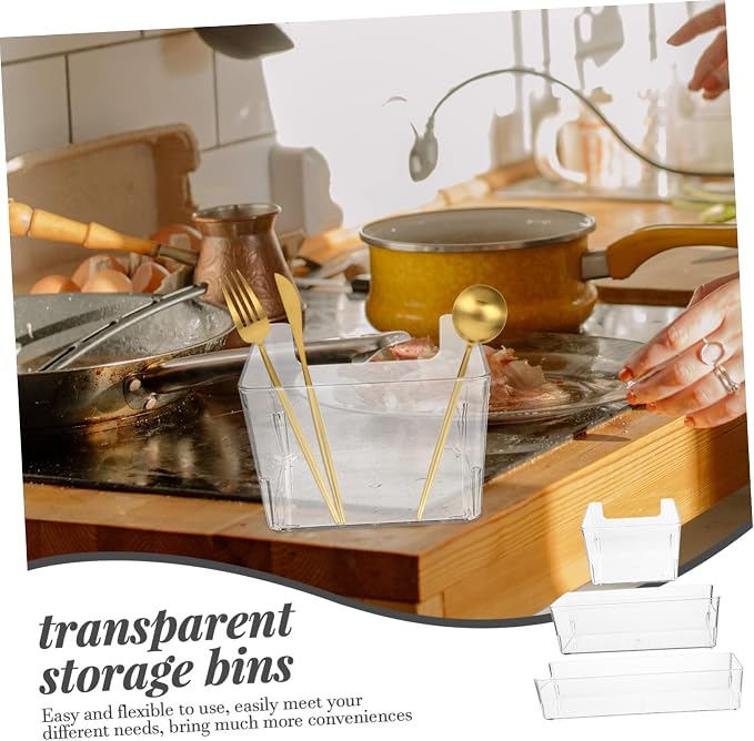 3pcs Pet Plastic Drawer Dividers Bathroom Drawer Organizers for Cosmetics Stackable Storage Bins