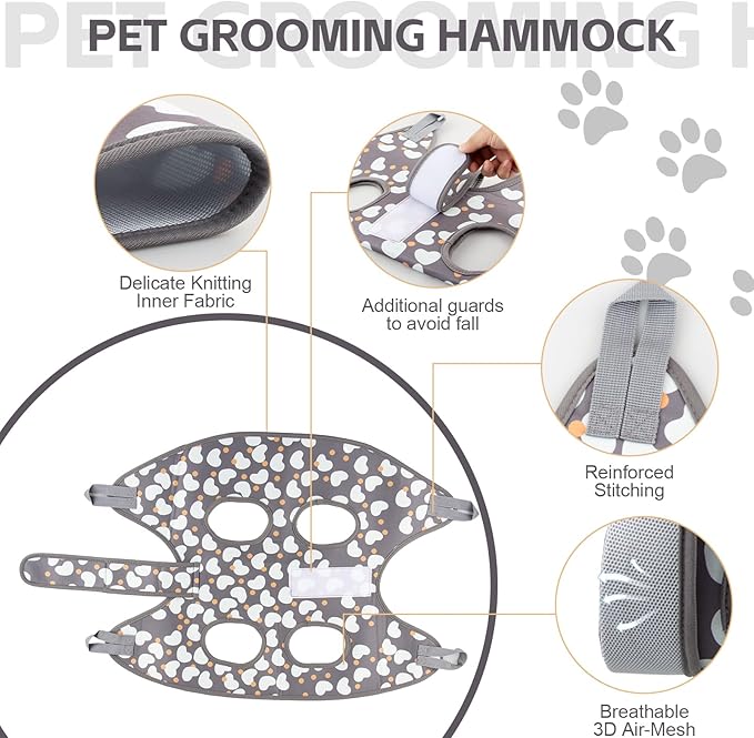 ATESON Dog Grooming Hammock for Medium/Large Dogs with Nail Clippers/Nail Trimmers, Dog Grooming Harness for Nail Trimming, Pet Grooming Sling Helper