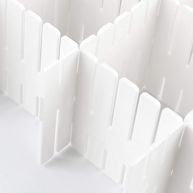 ZOENHOU 60 PCS 12.6 x 2.76 Inch White Drawer Dividers, Adjustable Premium Plastic Drawer Divider Organizers for Makeup Drawers Desktop Kitchen Drawer Organizers and Storage