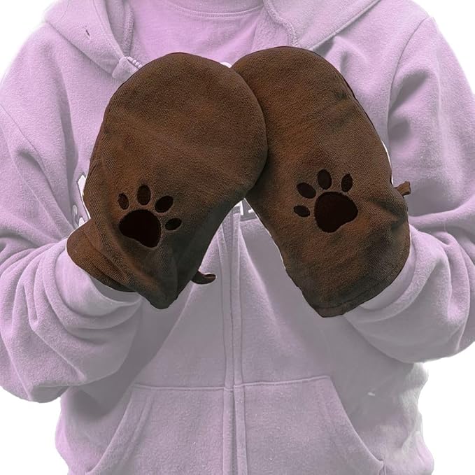 Penny & Niko Microfiber Pet Towel Mitts - Paw Cleaning and Drying Mitts/Gloves for Dogs and Cats (Brown, Standard - 4 Pack)