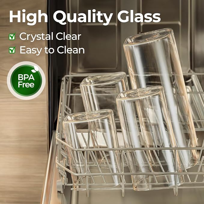 ComSaf Glass Storage Containers with Lids 2 Qt, Set of 3 Cereal Containers | Pantry Storage Container, Rectangle Jar, Glass Cereal Dispenser, Kitchen Canisters, Dry Food, Flour, Sugar, Coffee, BPA Free