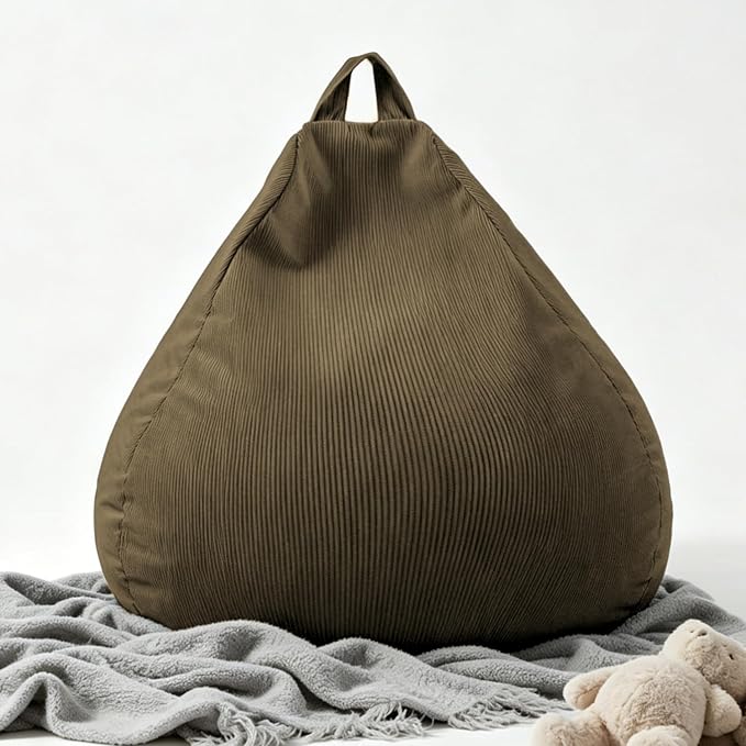 LPMOERA Stuffed Animal Storage Soft Bean Bag Chair Cover No Filler Taupe | Skin-Friendly,Portable,Wide Easy-Load Opening,Hidden Zipper,Decorative Organizer