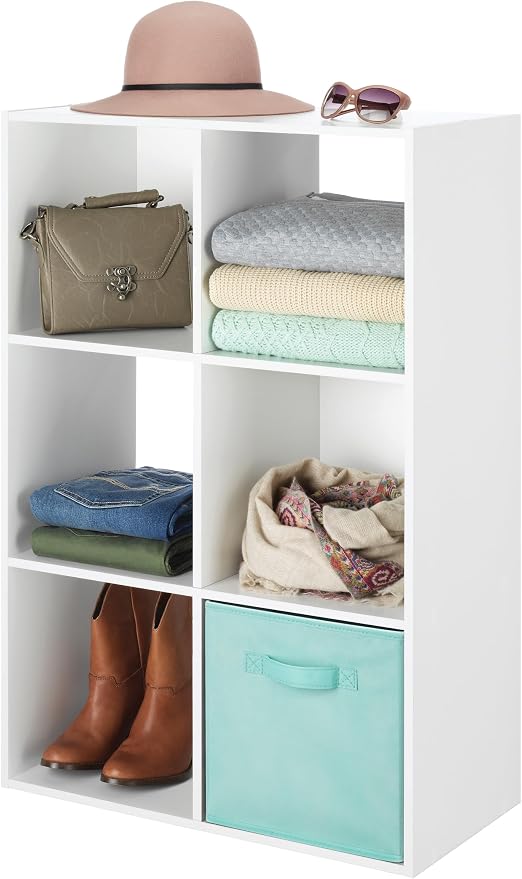 Whitmor Fabric Storage Cubes 2 Pack, Light Blue Closet Organizer Bins with Handles, 10.5 x 10.5 x 11 Inch Non-Woven Storage Baskets for Shelves, Closet, Nursery, Bedroom, Office