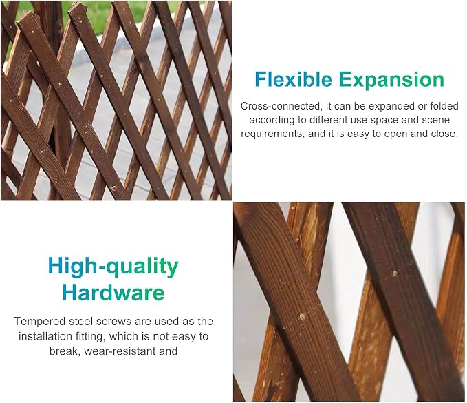 Plant Stand Expanded Picket Trellis Fence, Outdoor Garden Wooden Edging/Grass Lawn Flowerbeds Plant Borders, for Landscaping Pet Animal Barrier Patio Flower Bed (Size : W200cm x H75cm)