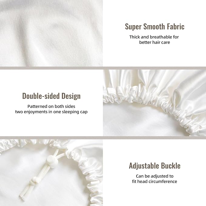 Adjustable Silk Satin Night Cap Women's Men's Sleep Cap