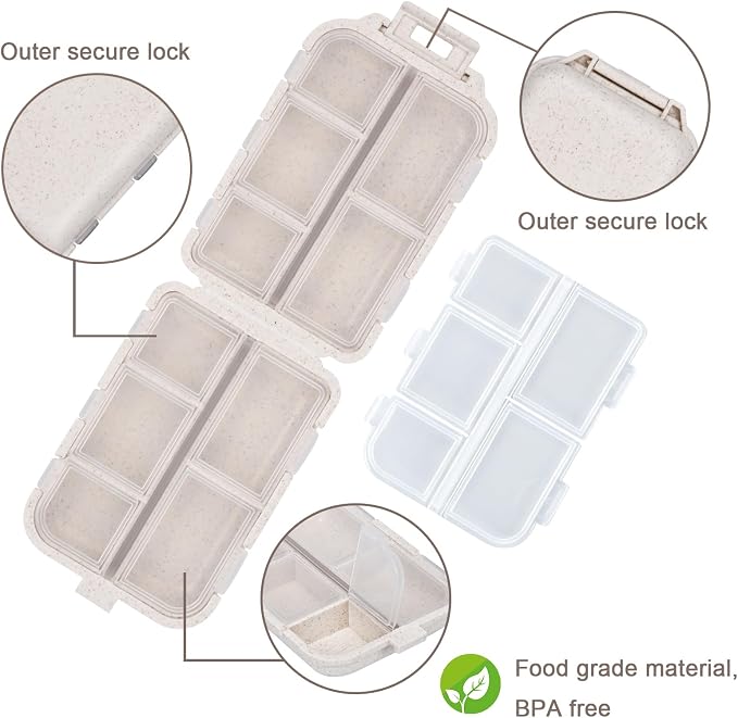Travel Pill Organizer with 189 Labels, Pill Case Travel Medicine Pill Organizer Pill Container Vacation Travel Essentials for Women (Beige, 1 Pack)