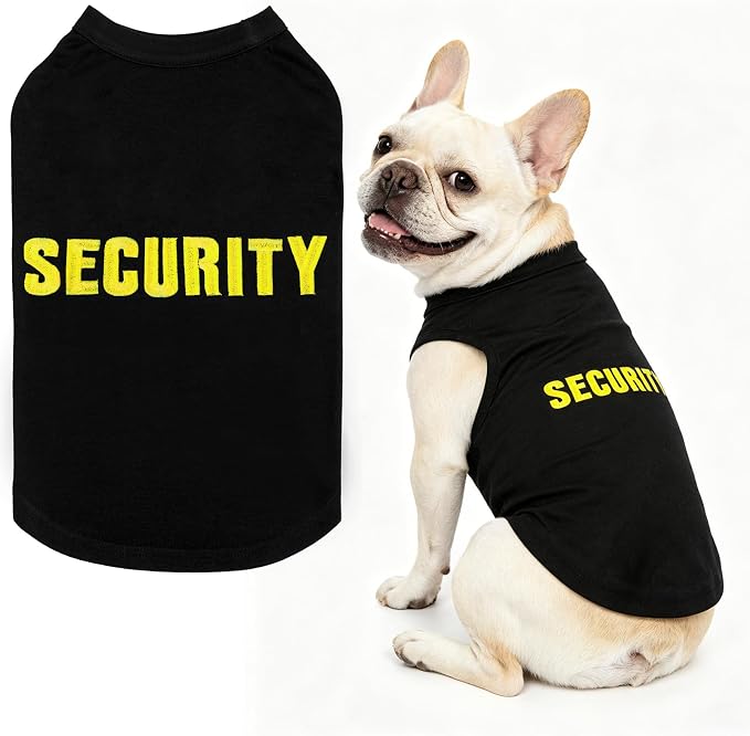 BINGPET Embroidered Security Dog Shirts,Soft Cotton Puppy Tshirt,Breathable Lightweight Dog Costumes Tank Top Vest,Machine Washable Stretchy Clothes for Small Medium Large Dogs Boy Girl(L)