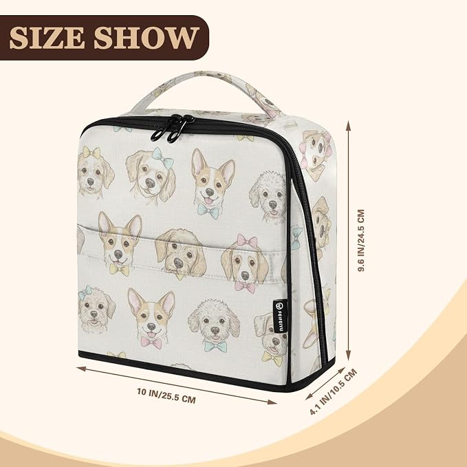 Pets Dogs Travel Makeup Bag Large Cosmetic Pouch Organizer | Toiletry Bag with Adjustable Dividers, Padded Protection, Luggage Strap, Multiple Pockets for Women Travel Essentials