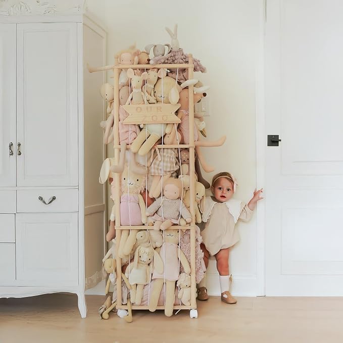 Mloong Stuffed Animal Storage,54in Wood Zoo Cage, Large Plush Toy Organizer | Space Save Toy Organizer, Extra Large Capacity Plush Toy Cage,Stuffed Animal Holder,Gift for Nursery Playroom Kidroom Bedroom