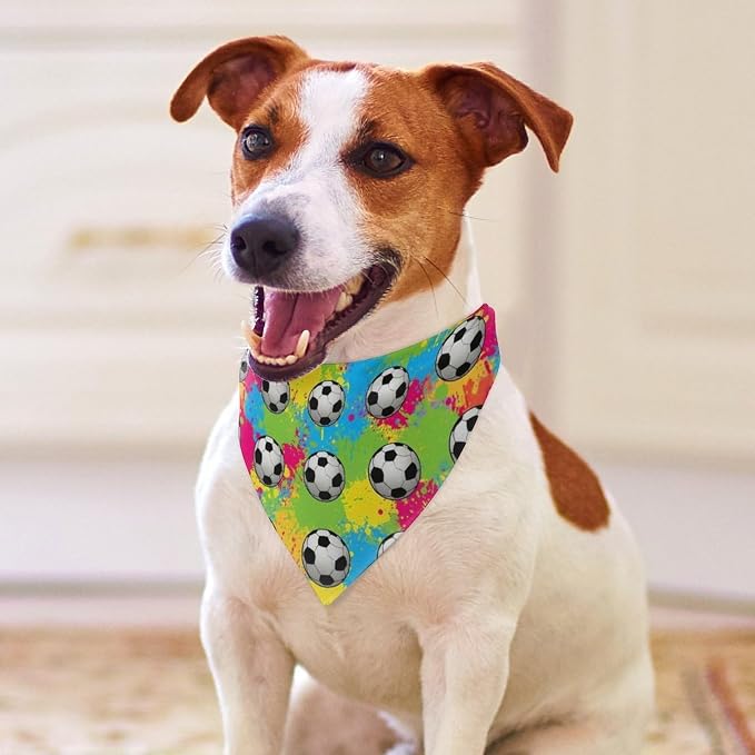 Triangle Pet Scarfs with Adjustable Design, Washable Portable Splash Ink Soccer Dogs Neckerchief for Small to Large Cats, Easy to Clean