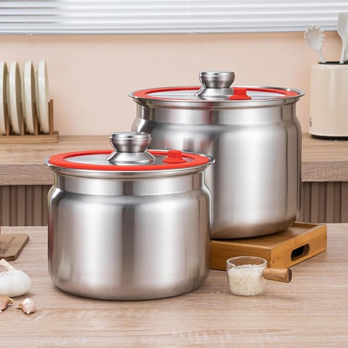 Sturdy Stainless Steel Kitchen Storage Jars with Clip Airtights Seal for Preserving Rice Flour Coffee Dry Goods Stainless Steel Food Storage Containers