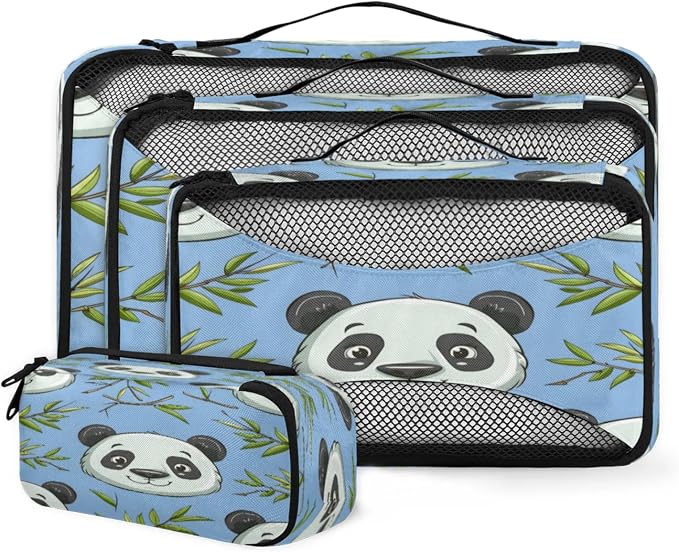 Packing Cubes for Travel, Wild Animal Print Travel Luggage Packing Organizers for Women Men, Large Custom Toiletries Bag for Cosmetics Toiletries, Pandas