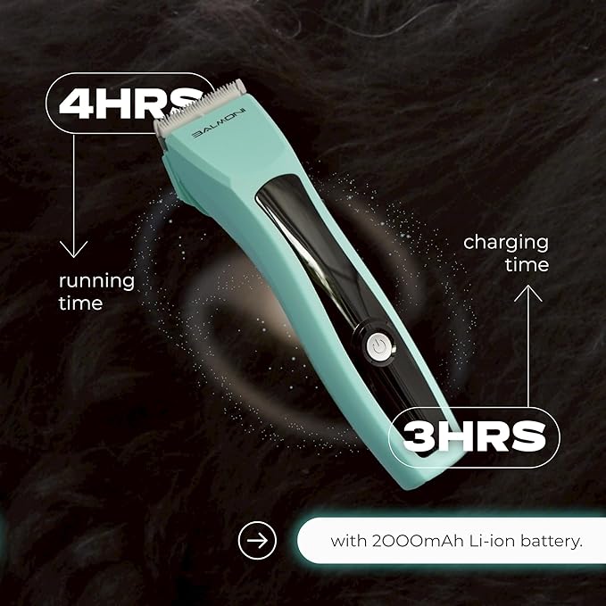 Cordless Pet Trimmer for Dogs & Cats – Rechargeable Grooming Clipper with Detachable Metal Blade, Low-Noise Motor, Supports Optional Blade Lengths (Parent) (Green, Single)
