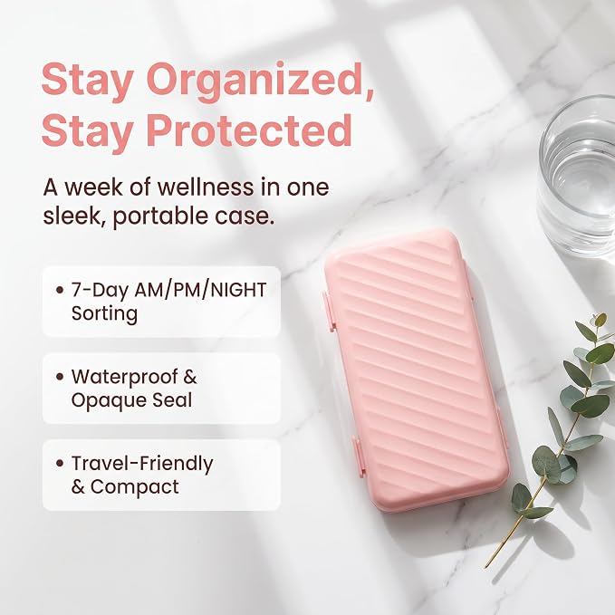 LOHE Pill Organizer 3 Times a Day, Pill Box 7 Day, Weekly Travel Case | Large 7 Day Pill Box 3 Times a Day, Portable Pill Case for Medication, Vitamins, Fish Oil and Supplements