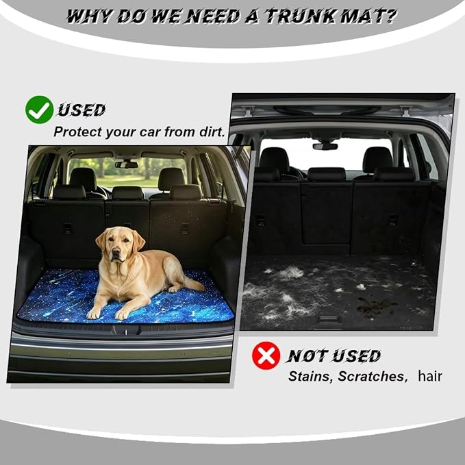 Howilath Blue Meteor Galaxy Trunk Liner Car Trunk Mat Non-Slip Cargo Mat, Universal Fit Rear Trunk Protection Vehicle Interior Accessories for Cars