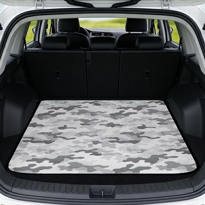 Howilath Gray Camo Car Trunk Mat All Weather Cargo Liner Non-Slip Rear Trunk Protection for SUV Sedan Truck Vehicle Interior Accessory