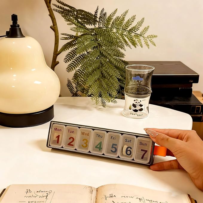 Weekly Pill Organizer, 7 Days Portable Travel Pill Medication Box | 7 Compartment Medicine Planner Dispenser, Every Day Dose, Easy to Open, Senior-Friendly, Storage for Vitamins, Fish Oil, Blue