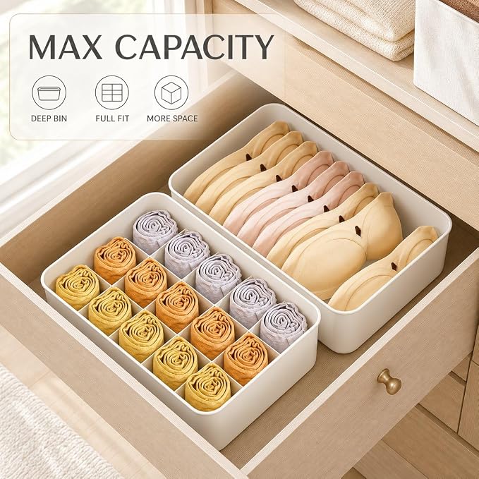 Home Drawer Organization Box, Stackable Drawer Divider for Underwear and Socks, for Clothing