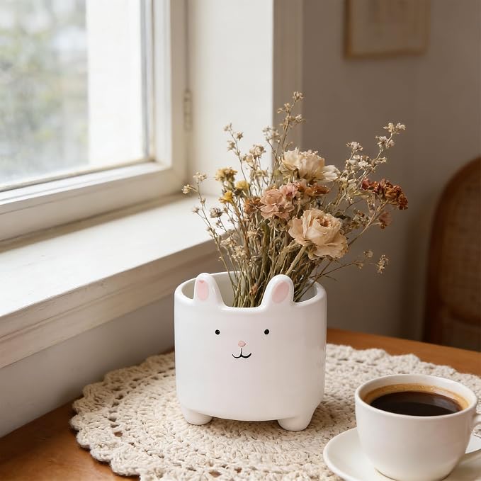 Ceramic Cat Shaped Pen Pencil Holder for Desk Decoration Accessories Cat Decor Makeup Brush Pen Cups Succulent Plant Pot Office School Ideal Gifts for Women, Mom or Birthdays