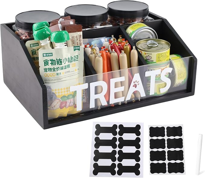 Dog Treat Container cat food container with 3 Jars & Compartments pet treat storage dog treat container trapezoid Cute Pet Treat Organizer