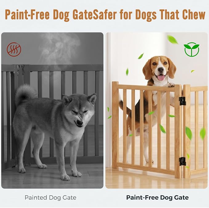 YOCAN Non-Painted Wooden Freestanding Dog Gates -5 Panels L:115" H:23"