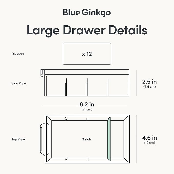 Blue Ginkgo 12-Drawer Storage Cabinet Organizer, Blue, Made in Korea | Stackable. Adjustable. Easy Visibility.