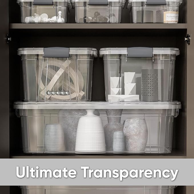 Superio 2.3 Quart Clear Plastic Storage Containers with Lids, Stackable Organizer Bins, BPA-Free Storage Boxes for Home, Office, Dorm & Classroom, 6 Pack