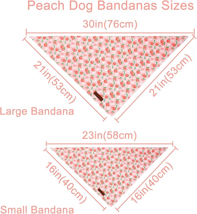 Peach Dog Bandana, Summer Peach Puppy Bandana for Small Medium Dog, Cotton Peaches Pet Triangle Bid Scarf Kerchief for Girl Boy Dogs or Cats