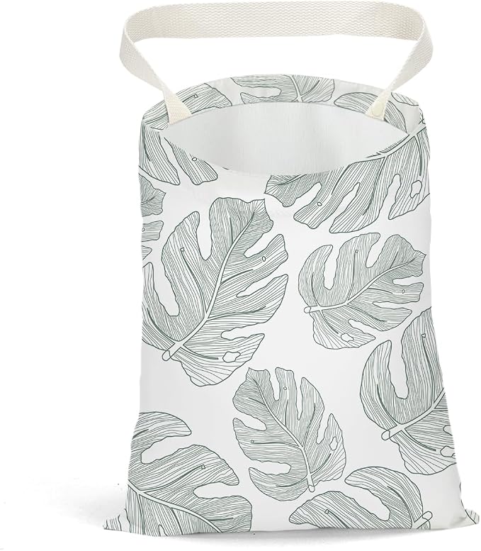 Car Trash Bag Car Garbage Bag Hanging Cars Trash Can, Waterproof Cars Back Seat Organizer for Vehicle Travelling Campingg Eucalyptus Palm Leaves Decor